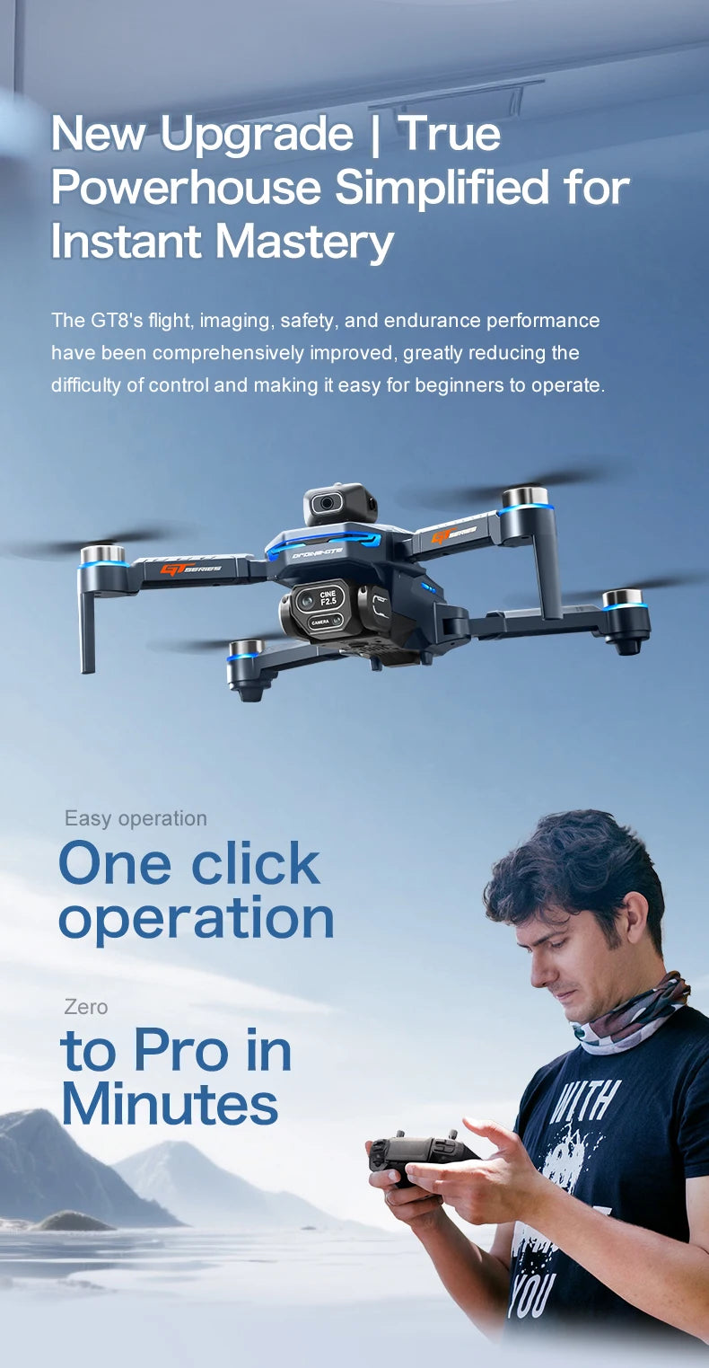 GT8 Drone 6K HD Camera Obstacle Avoidance Aerial Photography Brushless Drone with Screen Foldable RC Drone  four-axis Drone