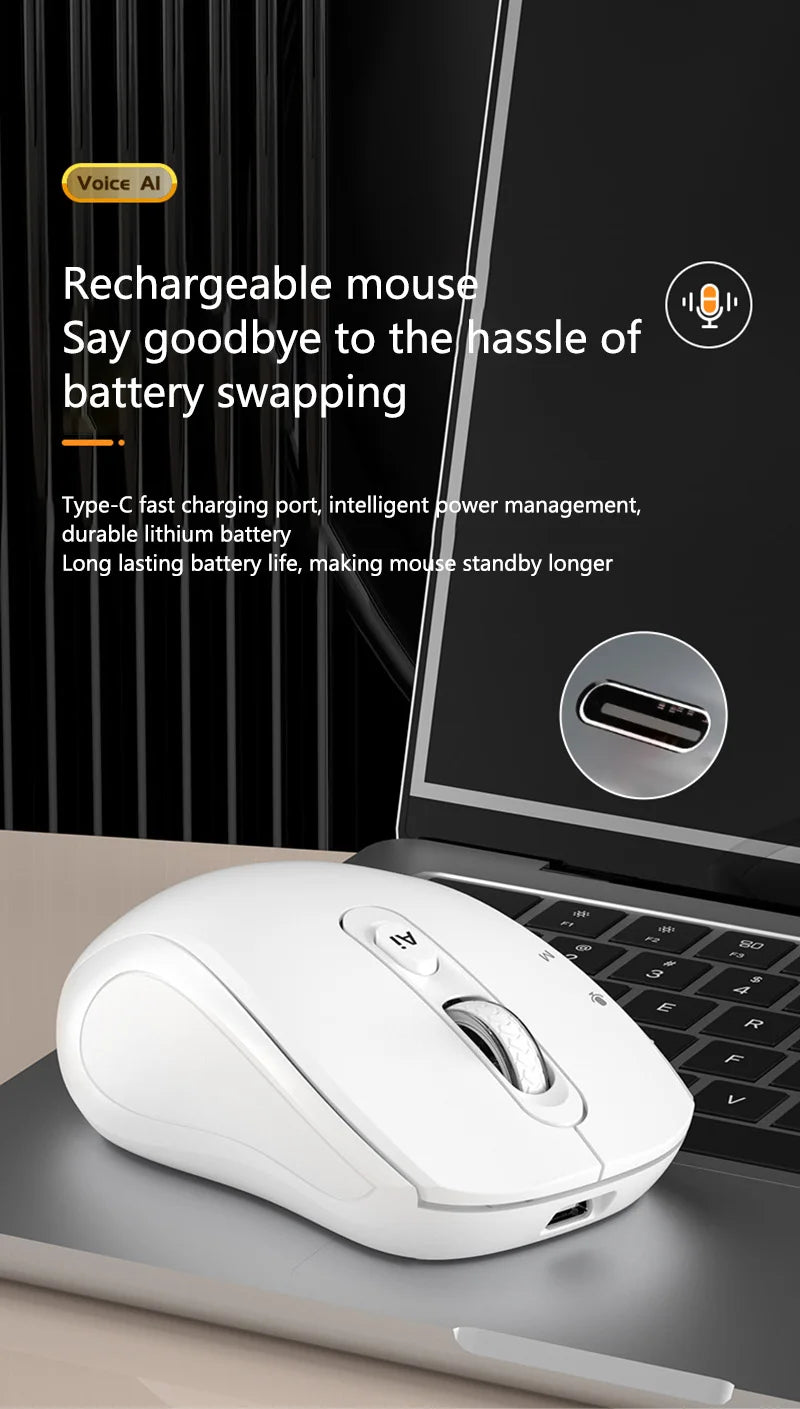 Intelligent Mouse Wireless Bluetooth Dual Mode Mute Rechargeable Mouse Voice Typing Translation Writing Office Universal