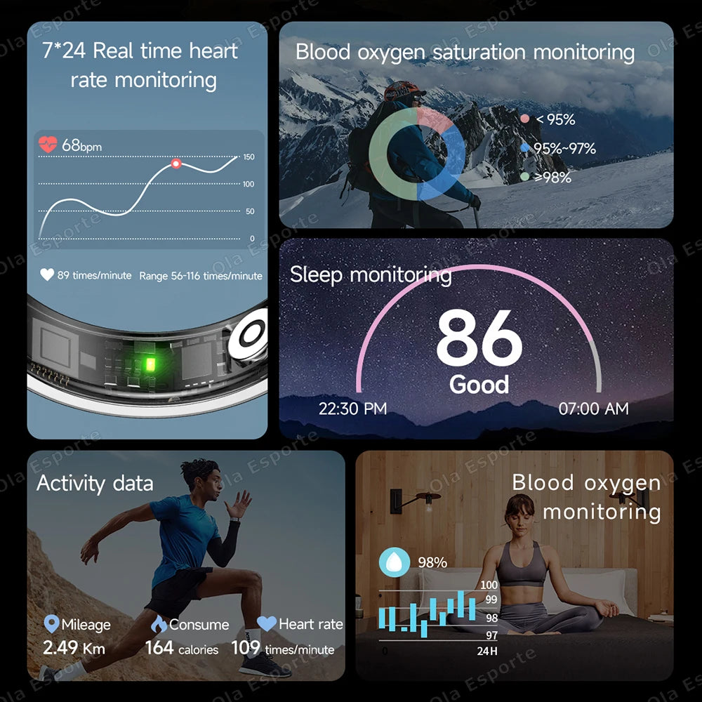 New Ceramic Smart Ring 2025 Men Women Gesture Swing Take Photos Heart Rate Blood Oxygen 5ATM Waterproof Multi-sport Mode Rings