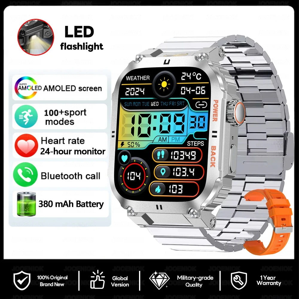 Men's Outdoor Sports Bluetooth Call Smart Watch 1.91 Inch Full Screen Touch Flashlight 110+ Sport Mode Smartwatch 2025 New