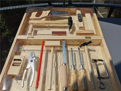 Children Real Life Wooden Carpenter's Box Tools Boy's Pretend Toy Wood Tools Set Hammer Screwdriver Manual Skill Learning