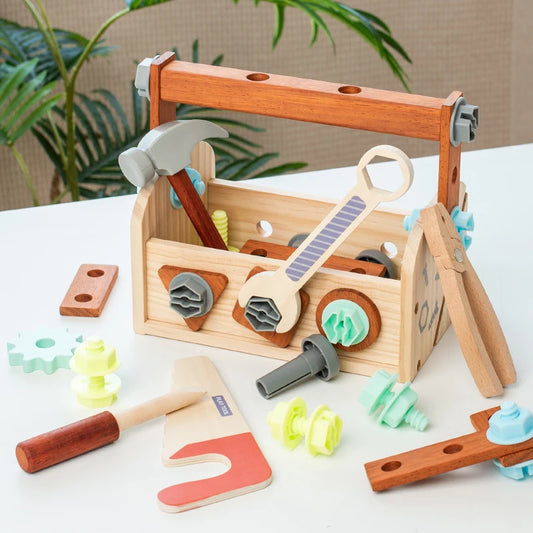 Wooden Tool Toy Set Includes a variety of tools like hammers and wrenches Kids can pretend to be little craftsmen and have a bla