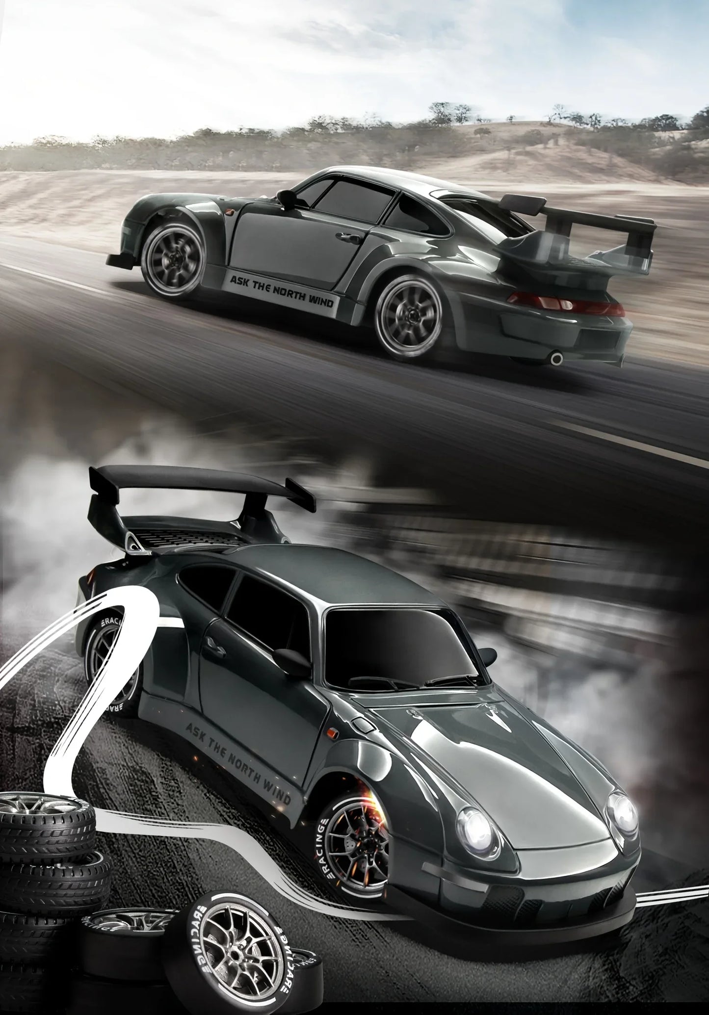 RC Cars 4WD 1:24 20KM/H Full Proportional High RC Drift Car Speed RC Car with LED Lights and Drifting Tires Racing Sport Toy Car