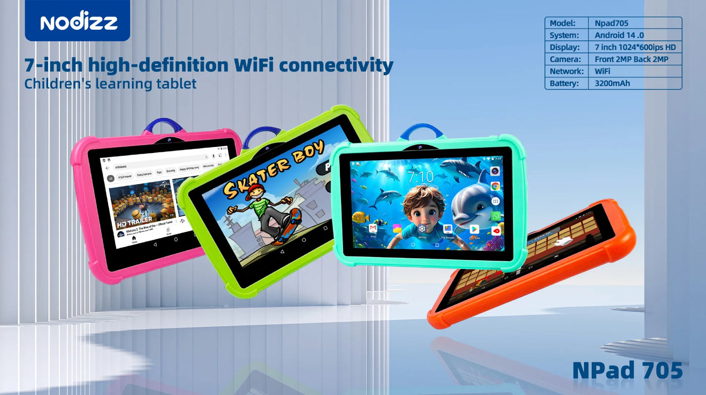 New Cartoon Pattern Kids Tablet 7 Inch Quad Core 4GB RAM 128GB ROM Android Learning Education Games Tablets Children's Gifts