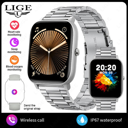 LIGE 2025 Smart Watch Men 1.85'' Screen Lady Gift Sports Fitness Watches Bluetooth Calling Digital Wristwatch For Android Phone