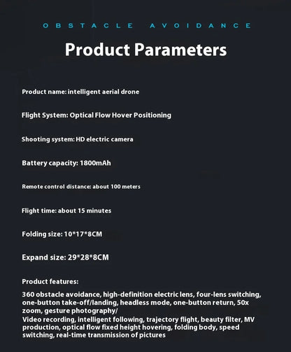 Xiaomi Mijia JS39 Drone 8K HD with Obstacle Avoidance&Optical Flow,Brushless Motor Foldable RC Quadcopter for Aerial Photography