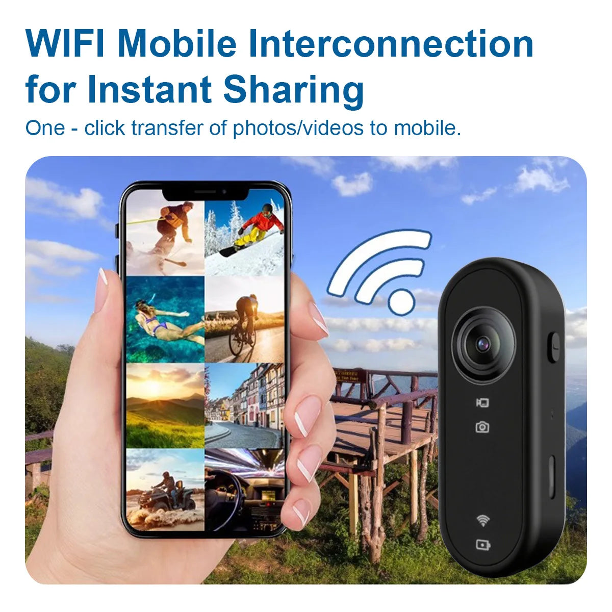 Multifunctional 4K Sports Camera WiFi Waterproof 120° Wide Angle Magnetic Mount Loop Recording for Cycling Travel Adventure