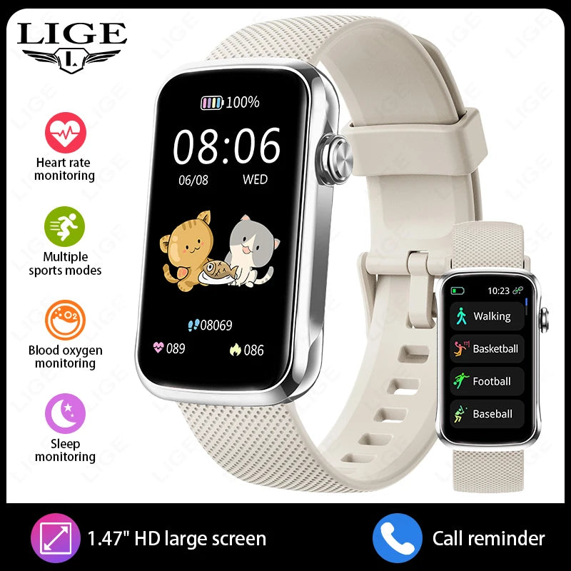 1.47inch Smart Watch Men Women Smart Bracelet Heart Rate Step Count Sports Health Monitoring Waterproof Men's Sports Smart Watch