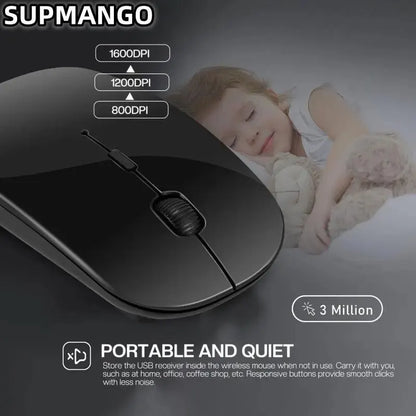 Wireless gaming mouse, quiet and magical, suitable for laptops and tablets, with battery powered and rechargeable versions