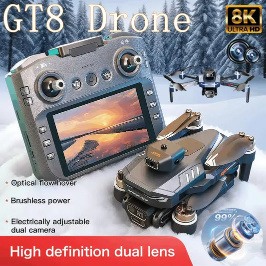 GT8 Drone 8K HD Dual Cameras FPV 5G WiFi GPS Brushless Motor Intelligen Obstacle Avoidance Foldable Quadcopter Toy Gift RC 3000M