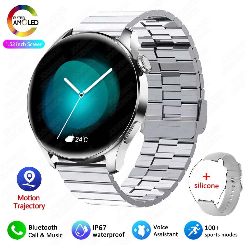 2025 New Watch 3 Smart Watch Men 1.53 Inch HD Screen GPS Fitness tracker Bluetooth Call Health IP67 Waterproof Smartwatch Man