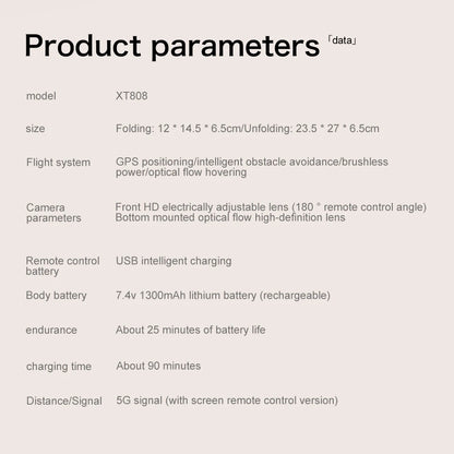 NEW XT808 4.5-Inch Larges Screen Control Drones 8K Professional HD Dual Cameras Brushless Obstacle Avoidances Foldable Quadcopte