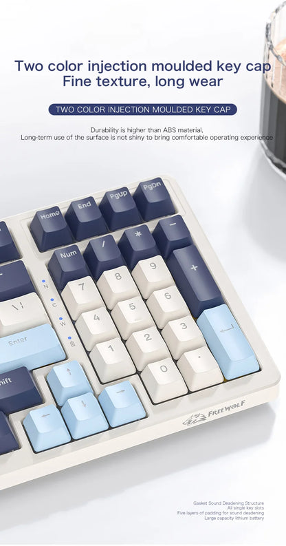 K8 100 Key Wireless Mechanical Keyboard Tri-mode Connection,Full Key Hot Swap,lighting Effects,Gasket Muffler Structure, Laptops