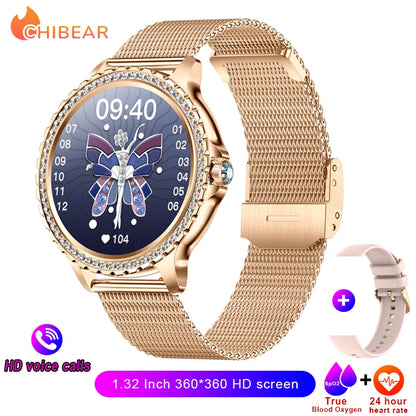 2005 New Fashion Ladies Bluetooth Call Smart Watch AMOLED HD Screen Health Monitoring Sports Diamond Smartwatch IOS Android