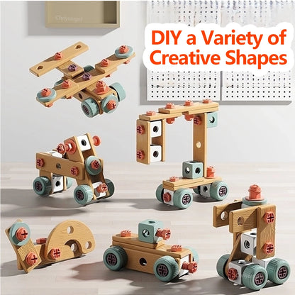 Kids Tool Set DIY Nut Assembly Toy Kit STEM Building Tools Montessori Toys Gifts for Boy Girl, Electric Drill Tool Box Optional