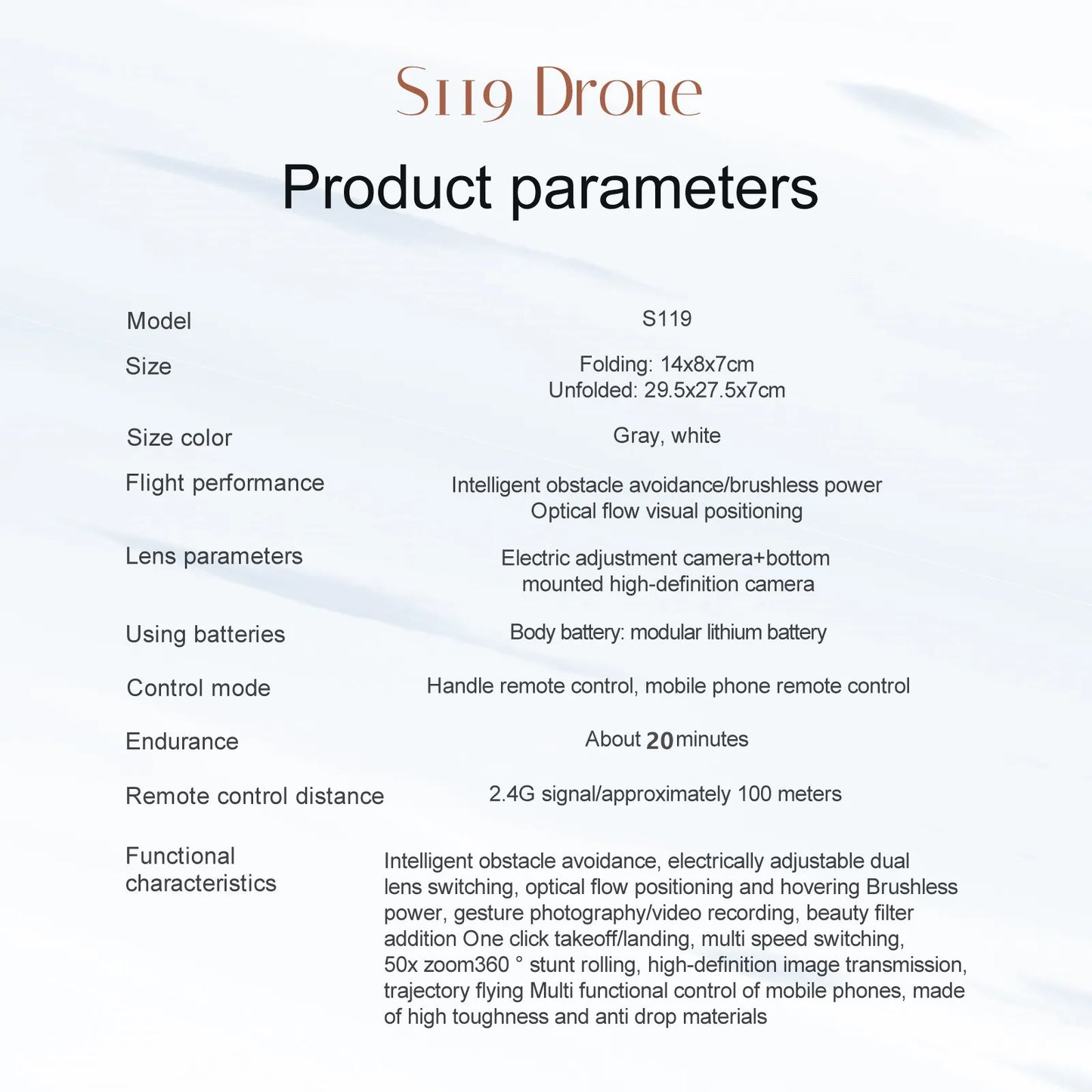 Professional S119 Drone 8K With Dual Camera 5G WIFI Smart Obstacle Avoidance FPV Brushless Motor RC Quadcopter Mini Dron