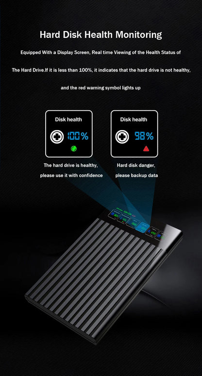 Portable  SATA To Type-C Hard Drive Chassis Intelligent Digital Display Adapter 2.5 Inch 6Gbps External HDD Case for PC Laptop