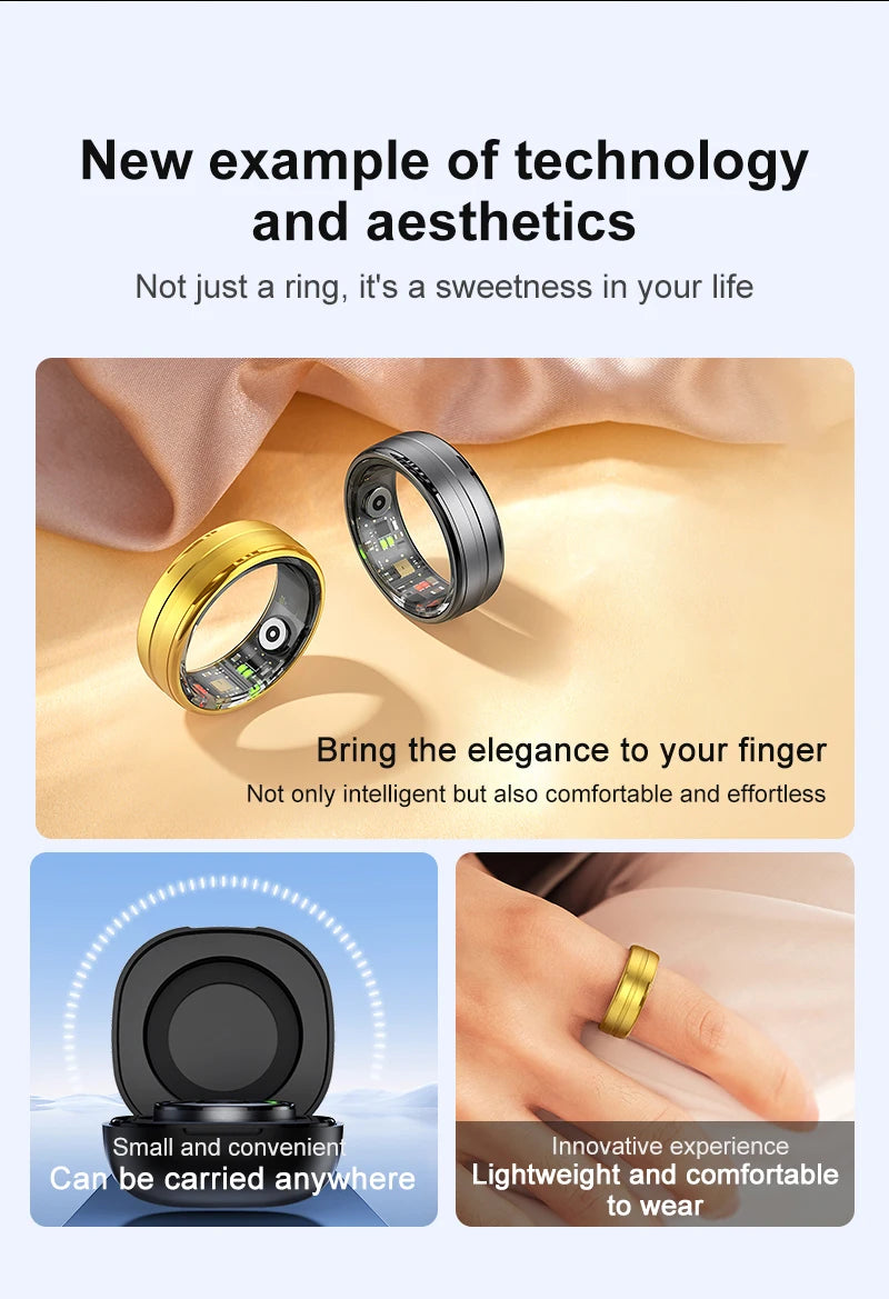 New R06 Smart Ring 2025 Mens Rings for Woman Mluti-Sport Mode Smartring with Charging Case, Fitness and Sleep Tracker for Xiaomi