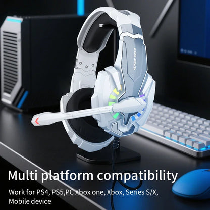 Gaming Headpset Headphone 3.5mm Wired Gaming Headset Earphones Noise Cancelling Stereo Sound With Mic For PC PS4 PS5 Xbox Bass
