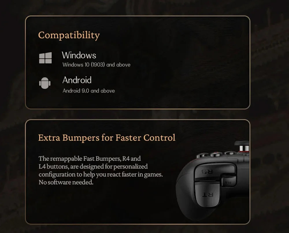 8BitDo Gamepads PC Black Myth Wukong Ultimate 2C Wireless or Wired Gaming Controller Windows 10 11 Steam Raspberry Pi Android