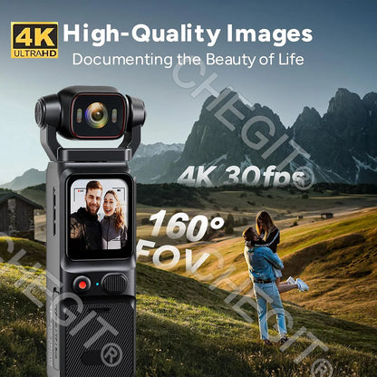 4K Handheld action camera 1.69“ touchscreen,4K Pocket camera Video recording camera, Rechargeable 1000mah/3000mAh, holiday gift