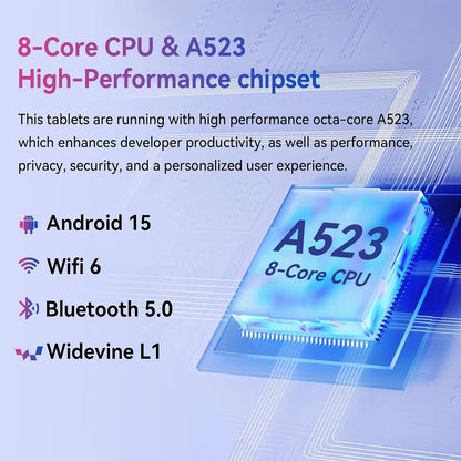 Android 15 Tablet 10.4 Inch Octa-Core Processor 16GB RAM 128GB ROM 1TB TF Card Expand 5G/2.4G WiFi 5MP+8MP Camera Android Tablet