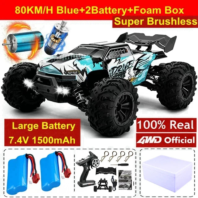 4WD Remote Control Car Off Road 4x4 RC High Speed Buggy Truck Super Brushless 50 or 80KM/H Fast Drift Racing Toy Kids Adults