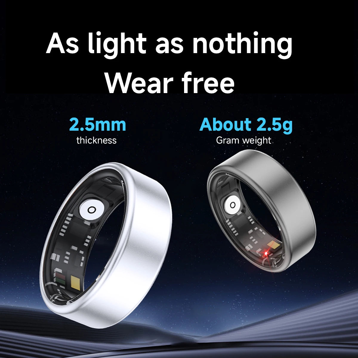 Smart Ring with Long Battery Life Lightweight Design Health Tracking Heart Rate and Blood Oxygen Monitoring Sleep Recording