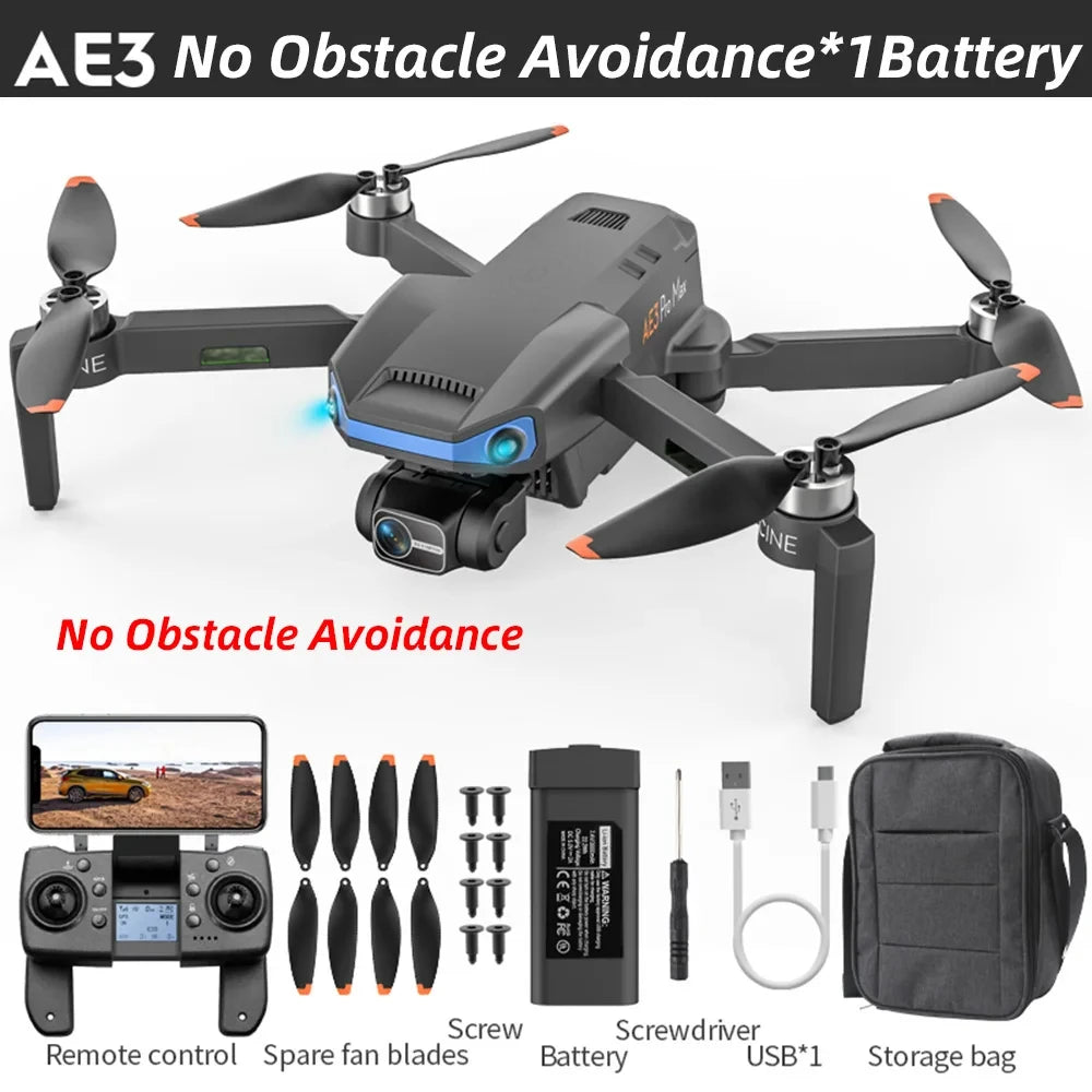AE3 Pro Max Professional Drone With Screen 360° Obstacle Avoidance Brushless  8K Dual Camera 3-Axis Gimbal Quadcopter FPV dron