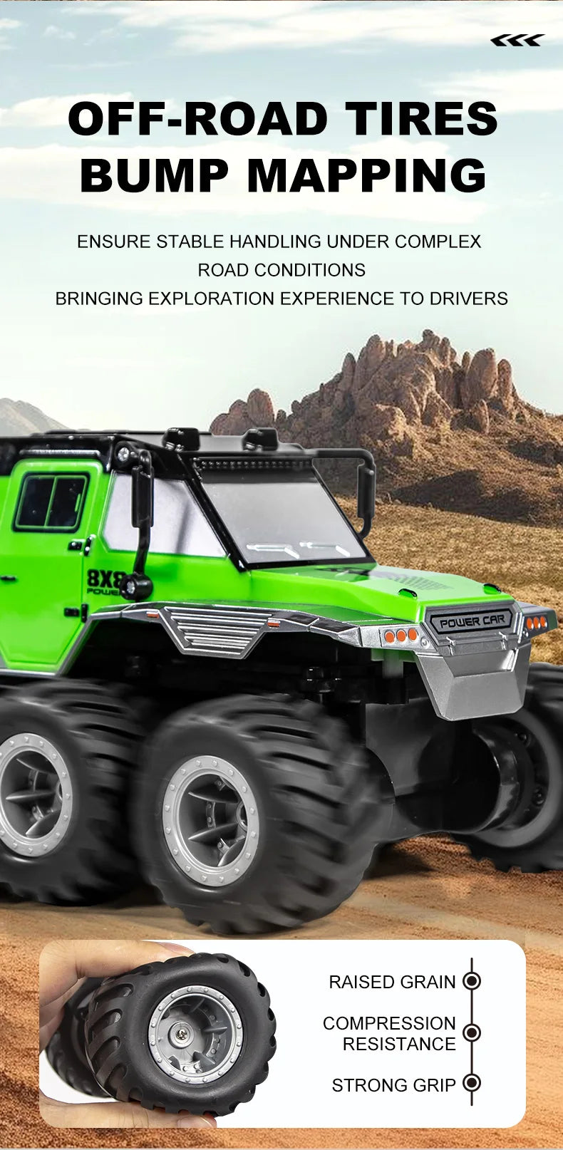 JJRC 8x8 2.4G Remote Control Car 8wd Off-road Amphibious Stunt Vehicle 8-Wheel Speed Racing Truck Waterproof Crawler Toys