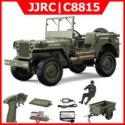 JJRC C8815 RC Car 1/10 WILLYS 1941 4WD RTR RC Crawler 2.4G Remote Control Car Off-road Climbing Military RC Truck Toys Gift