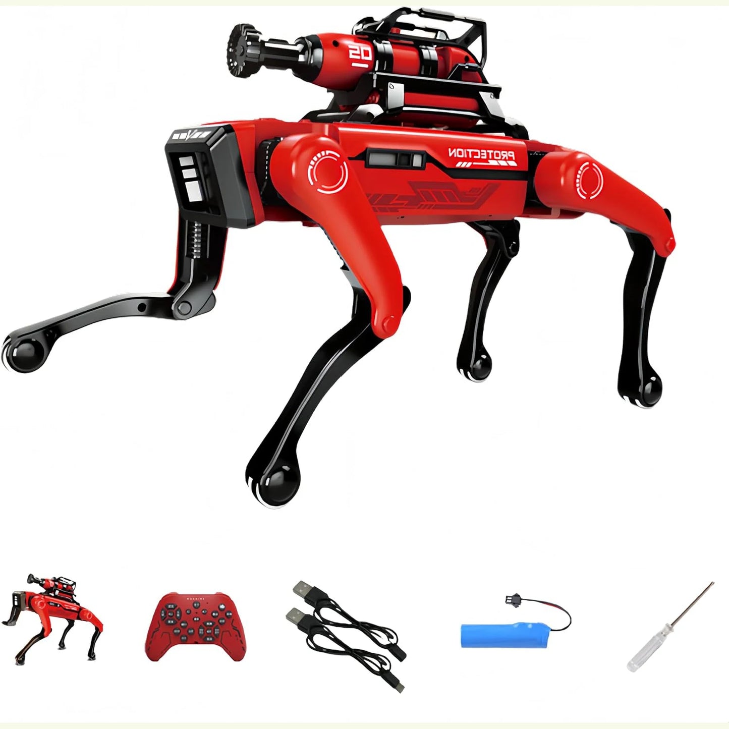 RC Mechanical Dog Multifunction Electric Intelligent Robot Dog with Turret Educational Toy Bionic Smart Robot Toy Gift ﻿