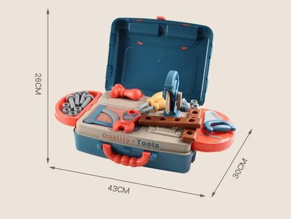 New Gifts 3-in-1 Kids' Toolbox Engineer Simulation Repair Tools Pretend Toy Set with Drill Screwdriver Tool Kit Play Toy Box