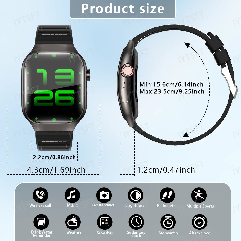 LAXASFIT New Curved Screen Women's Smart Watch 2.01'' AMOLED HD Touch Screen Bluetooth 5.3 Voice Call Men's Fitness Smart Watch
