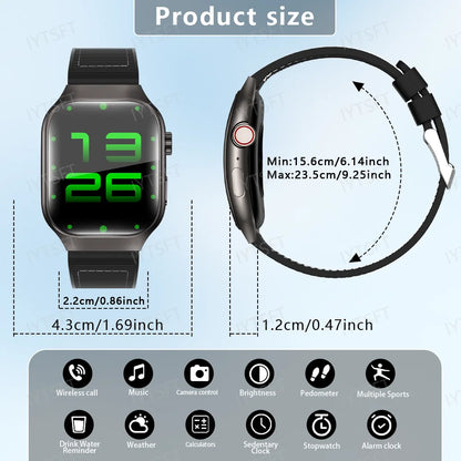 LAXASFIT New Curved Screen Women's Smart Watch 2.01'' AMOLED HD Touch Screen Bluetooth 5.3 Voice Call Men's Fitness Smart Watch