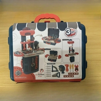 New Gifts 3-in-1 Kids' Toolbox Engineer Simulation Repair Tools Pretend Toy Set with Drill Screwdriver Tool Kit Play Toy Box