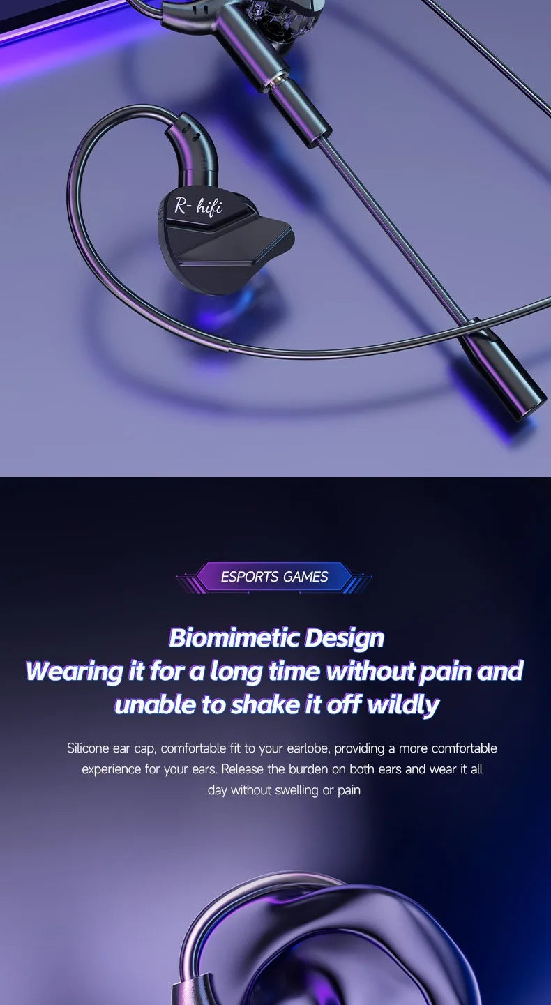 E-Sports Gaming Headset 7.1 Surround Sound Hifi Stereo Wired headphones 3.5mm/Type-C In-Ear dual Mic PUBG Gaming Earphone Earbud