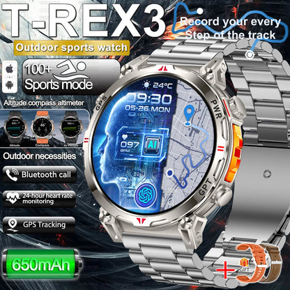 2025 Best seller Military AMOLED HD SmartWatch GPS Compass 10ATM Waterproof Tactics 170+Sport BT call SmartWatch 650Mah Battery