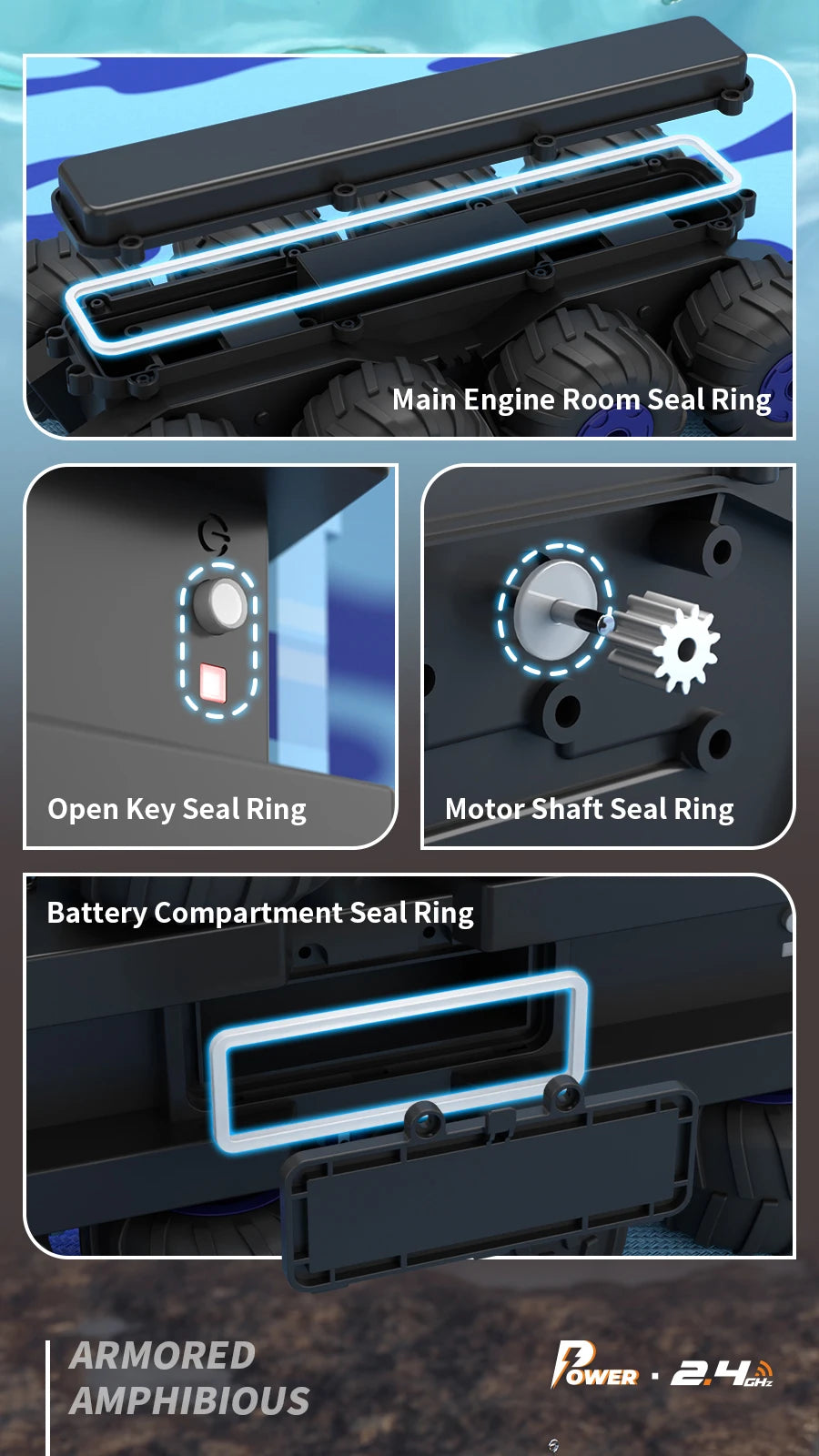 Large Rc Tank Buggy Car 1/32 Radio Control Car Remote Control Truck Amphibious Armored Vehicle 8WD Electric Model Toys for Boys