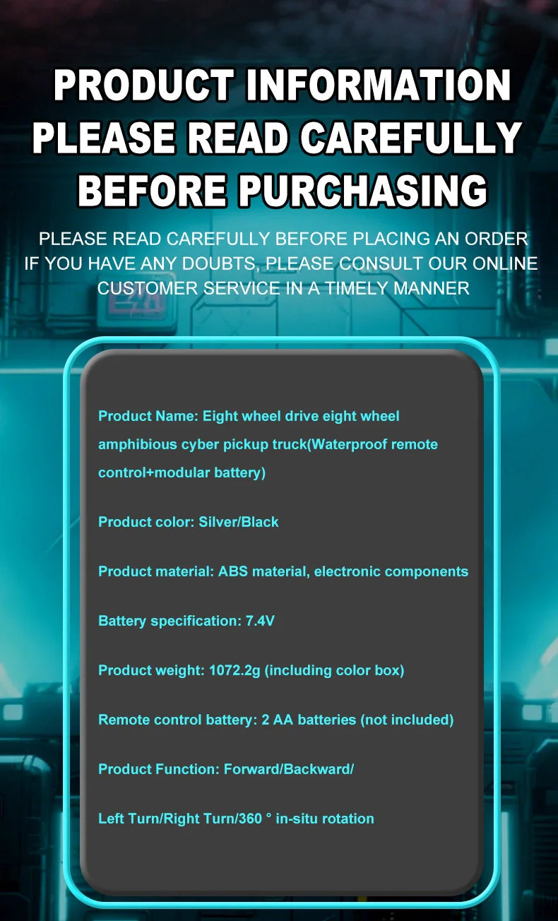 JHD For JJRC Q218 2.4g Amphibious Rc Remote Control Car Eight Wheel Stunt Car Amphibious All Terrain Four-Wheel Drive Climbing