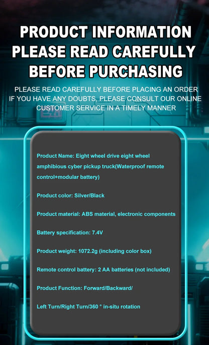 JHD For JJRC Q218 2.4g Amphibious Rc Remote Control Car Eight Wheel Stunt Car Amphibious All Terrain Four-Wheel Drive Climbing