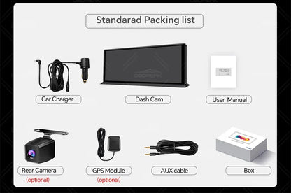 Dash Cam 5K Front Rear Car Camera Wireless CarPlay & Android Auto  WiFi GPS 11.3" Touch Screen GPS Navigation Night Vision DVR