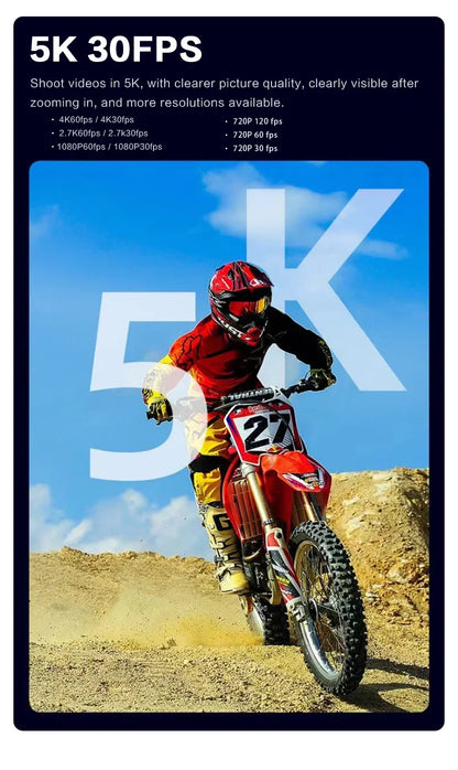 CERASTES Action Camera 5K 4K 60FPS WiFi Anti-shake Dual Screen 170° Wide Angle 30m Waterproof Sport Camera with Remote Control