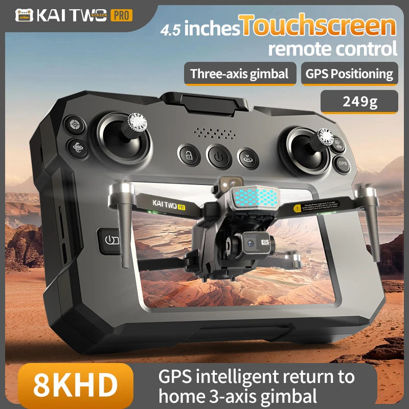 KAI TWO RC Professional Drone 8K HD Dual lens Camera 360°Obstacle avoidance Brushless With screen Three-axis aircraft Drone Toys
