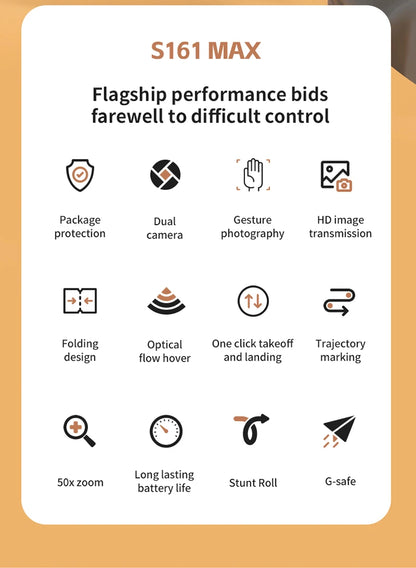 Original Mini Drone Flying Camera S161 RC Dron 8K HD Aerial Photography Pocket UAV with Screen Control Brushless Full Enclosure