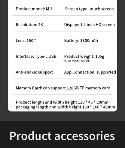 4K Action Camera HD Touch Screen Outdoor Anti Shake Sports DV Handheld Video Recorder Vlog Action Cam Pocket Body Camera