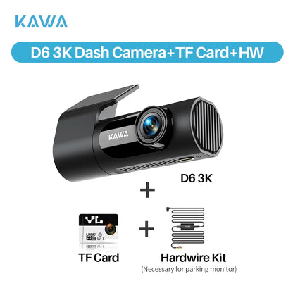 Dash cam KAWA D6 3K Video Recorder Car Dash Camera for AUTO, Car DVR Voice Control,Night Vision Dashcam 2025 New