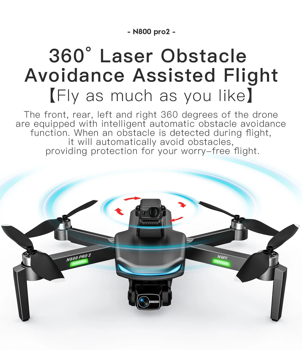 New N800 Pro2 GPS Drone Professional 8K HD Camera With Obstacle Avoidance 3-Axis Gimbal Brushless 5G WIFI FPV RC Dron Quadcopter