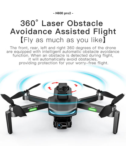 New N800 Pro2 GPS Drone Professional 8K HD Camera With Obstacle Avoidance 3-Axis Gimbal Brushless 5G WIFI FPV RC Dron Quadcopter