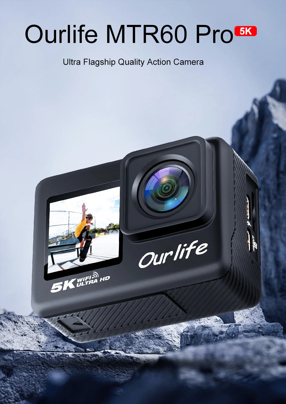 Ourlife 5K 4K60FPS Action Camera IPS Touch LCD EIS 170° DVR 30M Waterproof 5X Zoom Sport Camera With Wireless Mic&Remote Control